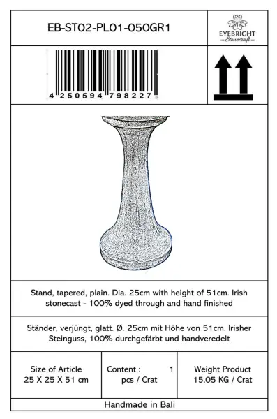Product image 6 of the product “Merapi - Stand, tapered, plain, Ø 25cm, 51cm H | cast stone ”